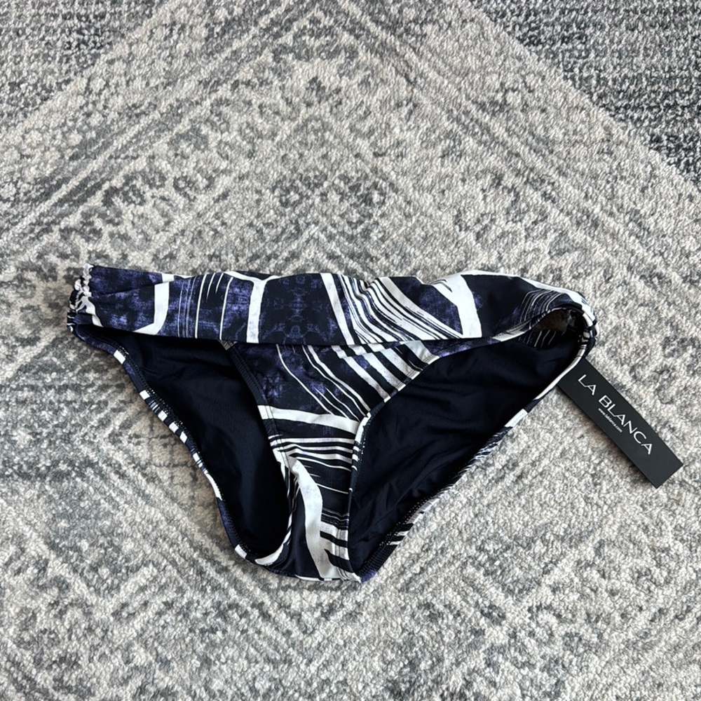 La Blanca Women's Navy and White Bikini Bottom